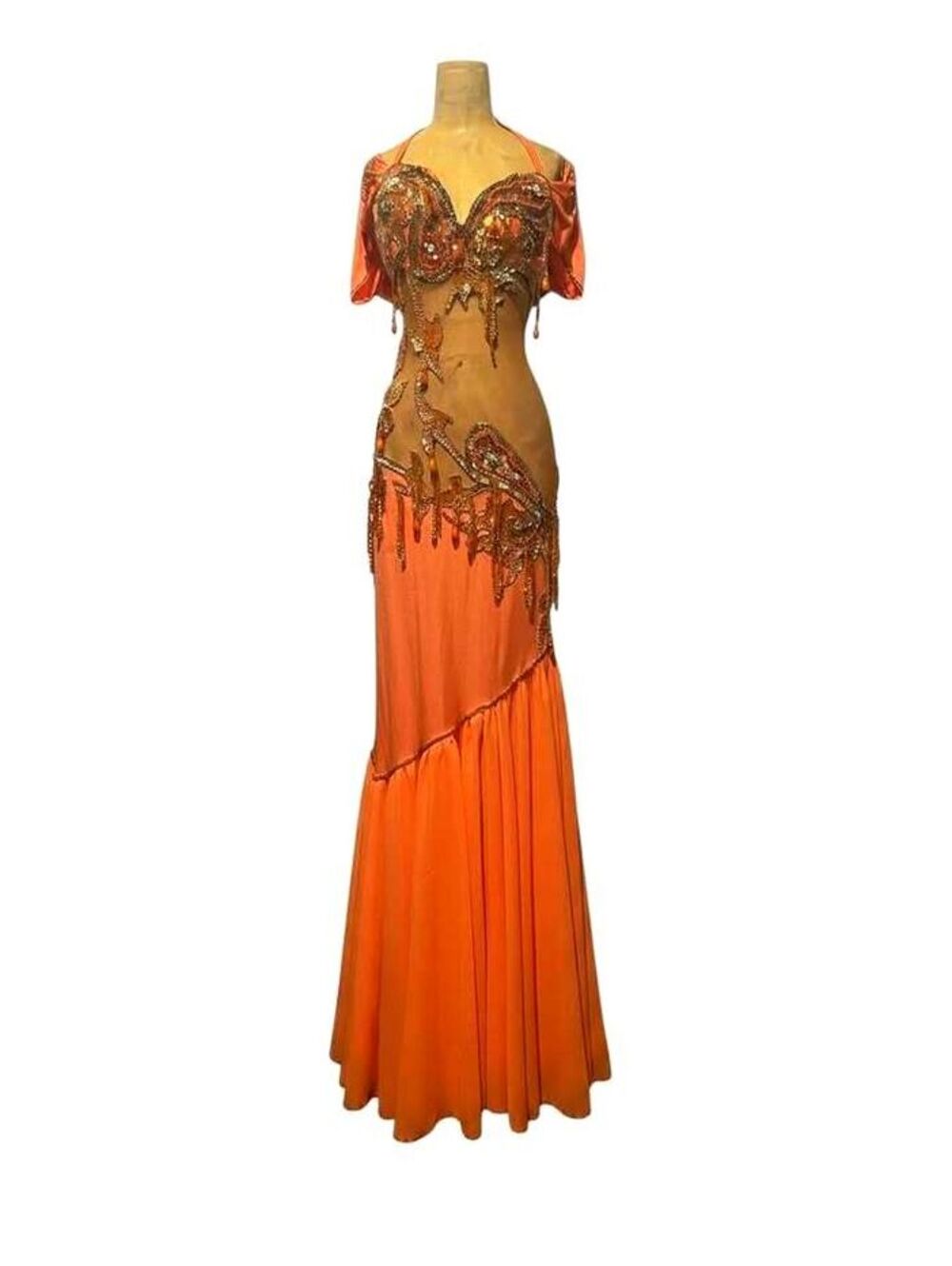 Orange Embellished Drag Performance Gown